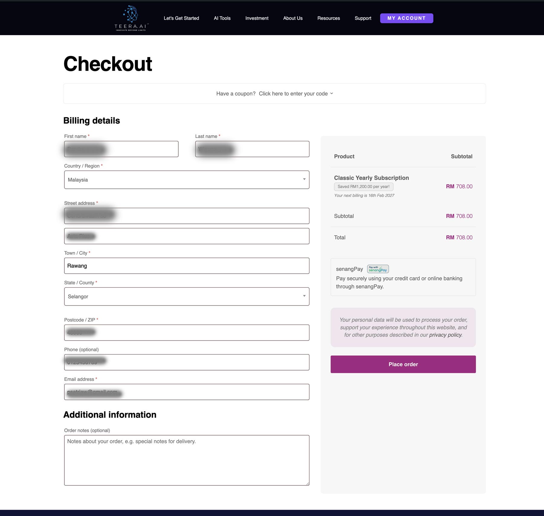 Step 11 – Place order
