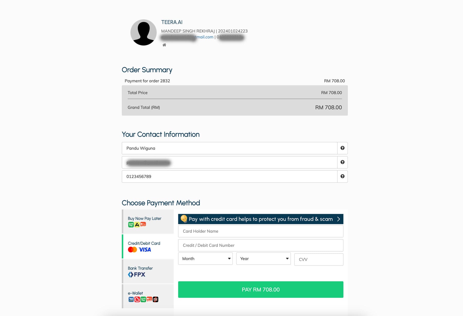 Step 12 – Payment page
